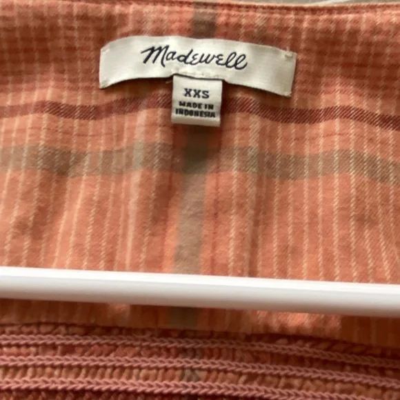 Madewell peach orange plaid button front blouse - Picture 5 of 5